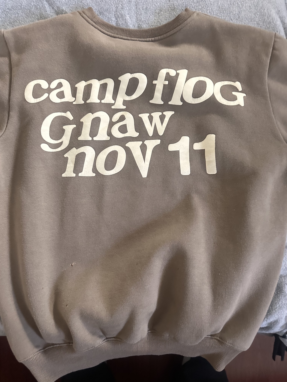 Lucky Me! I See Ghosts Graphic Sweatshirt — Brown with Yellow Smiley - Picture 2 of 2